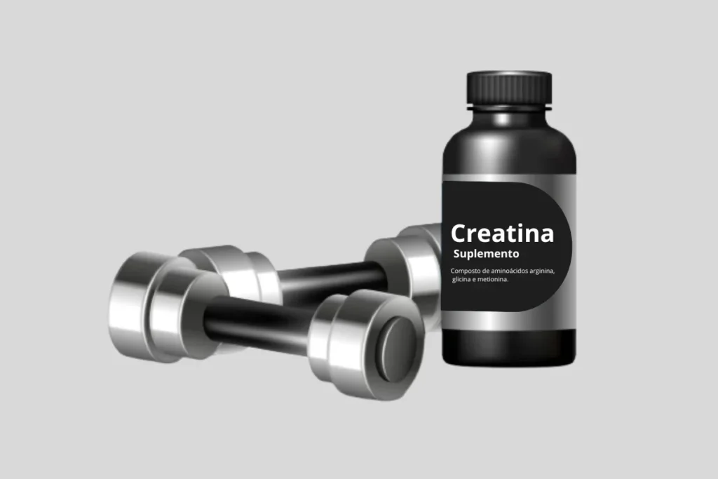 Frasco contendo creatina – um composto natural.