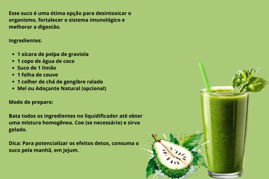 Suco detox de graviola.