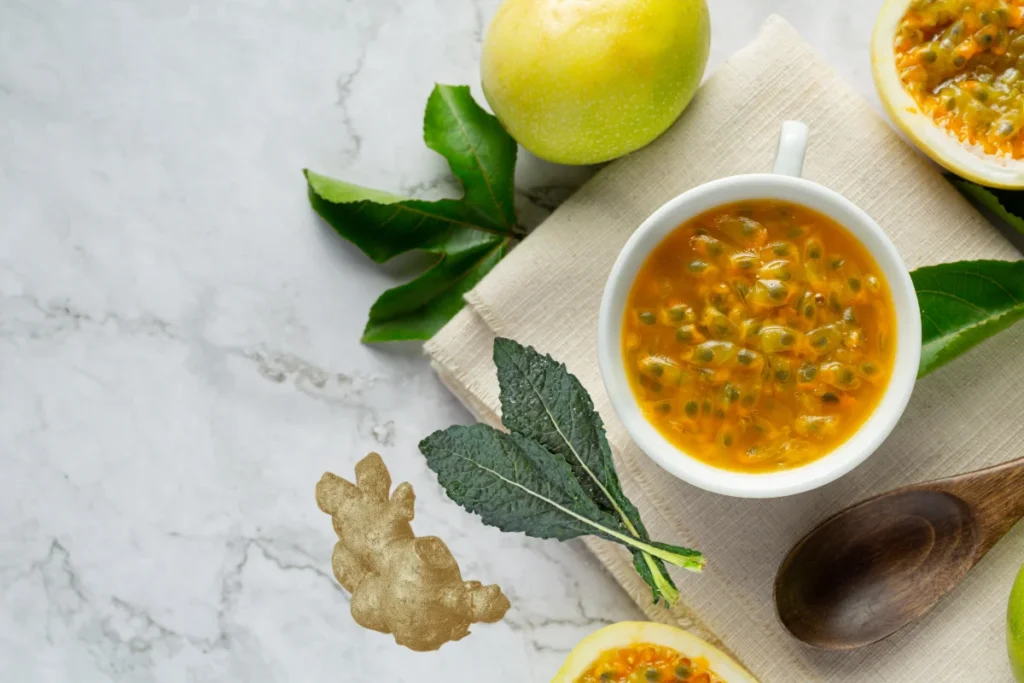 Maracujá, couve e gengibre, uma combinação perfeita e saudável.